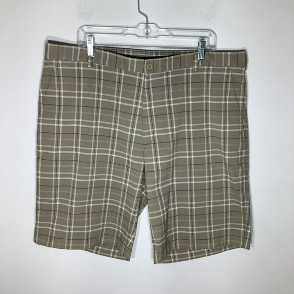 Nike Golf Mens Dri‎ Fit Golf Shorts Tan Plaid Size 40